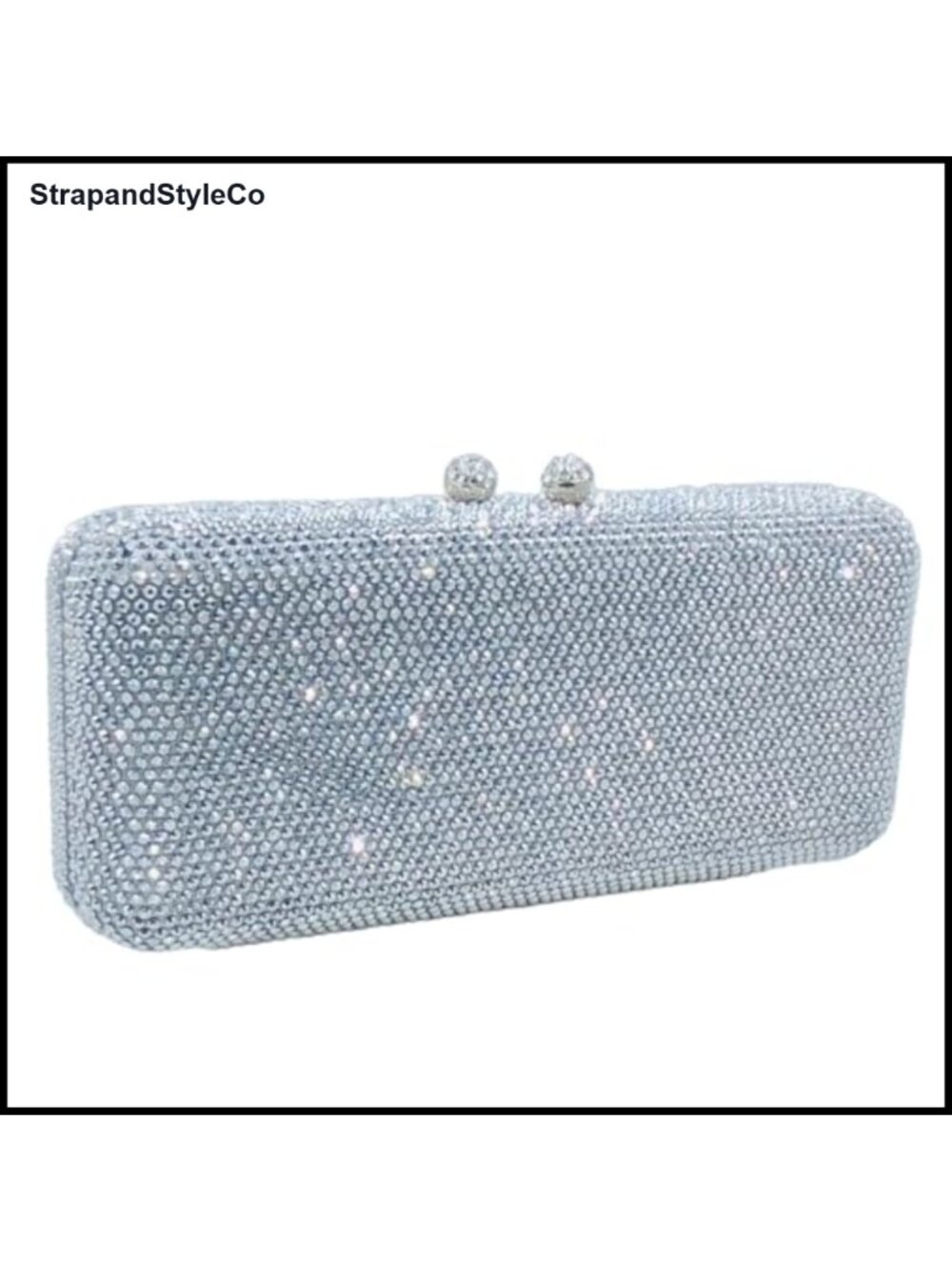 Rhinestone Crystal Evening Clutch Satin Metal Frame Formal Bag